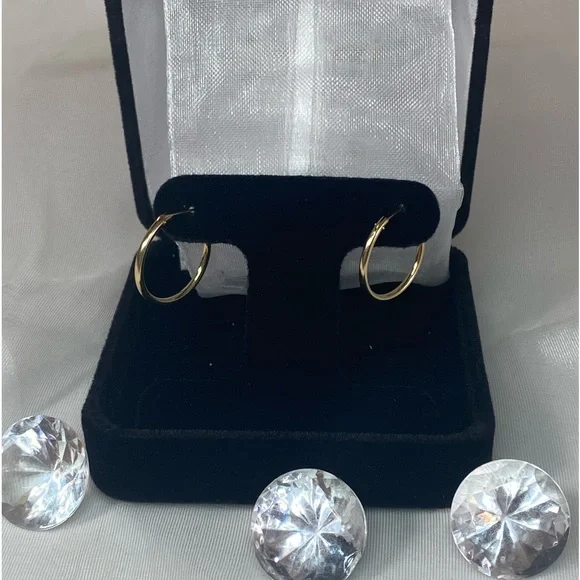 14K YELLOW GOLD classic small hoop earrings REAL GOLD